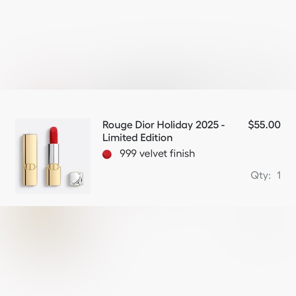 Rouge Dior Holiday 2025 Limited Edition Couture Color Lipstick 999 velvet finish - Picture 2 of 5